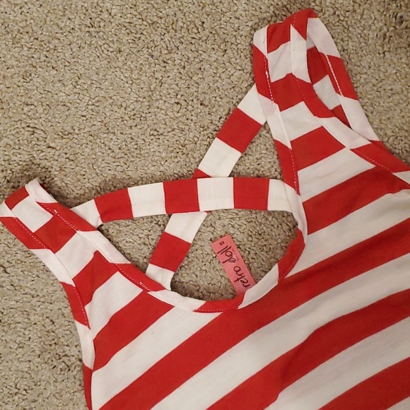 Retro Doll Striped Tank Top with a Criss Crossed Back - Picture 4 of 5